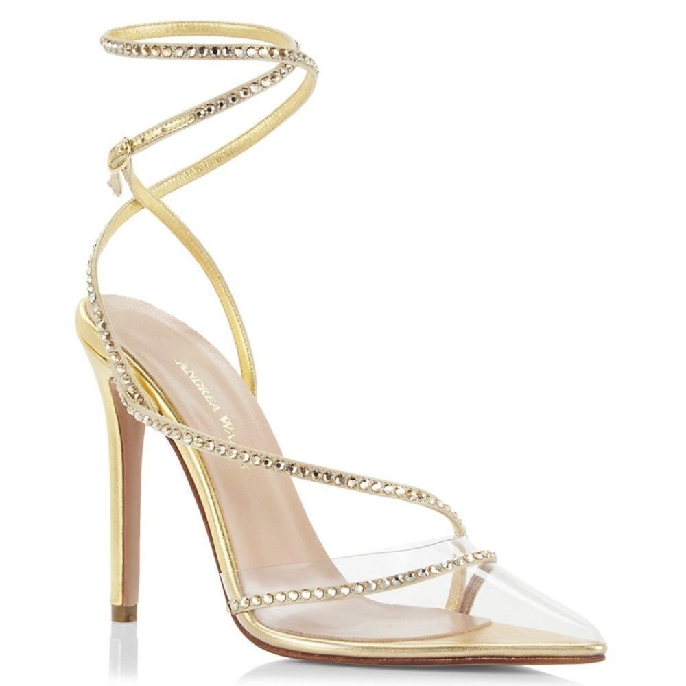 Andrea Wazen Leather & Crystal Pumps size 39.5